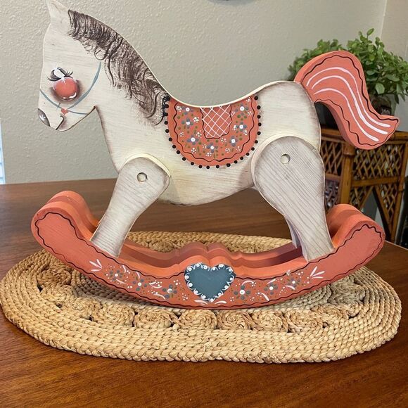 Vintage Full Art Wooden Rocking Horse Hand Painted and Finished on One Side - Picture 2 of 14
